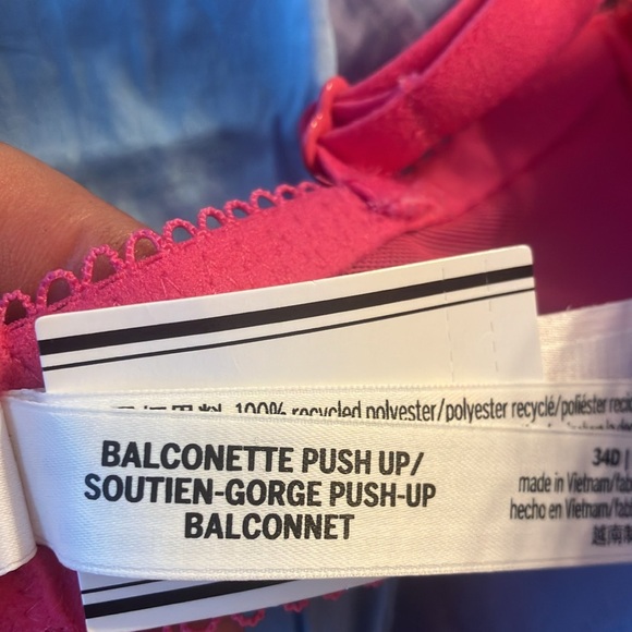 🔥VS Pink Wink push up lace balconette bra sz 34D NWT - Picture 11 of 13